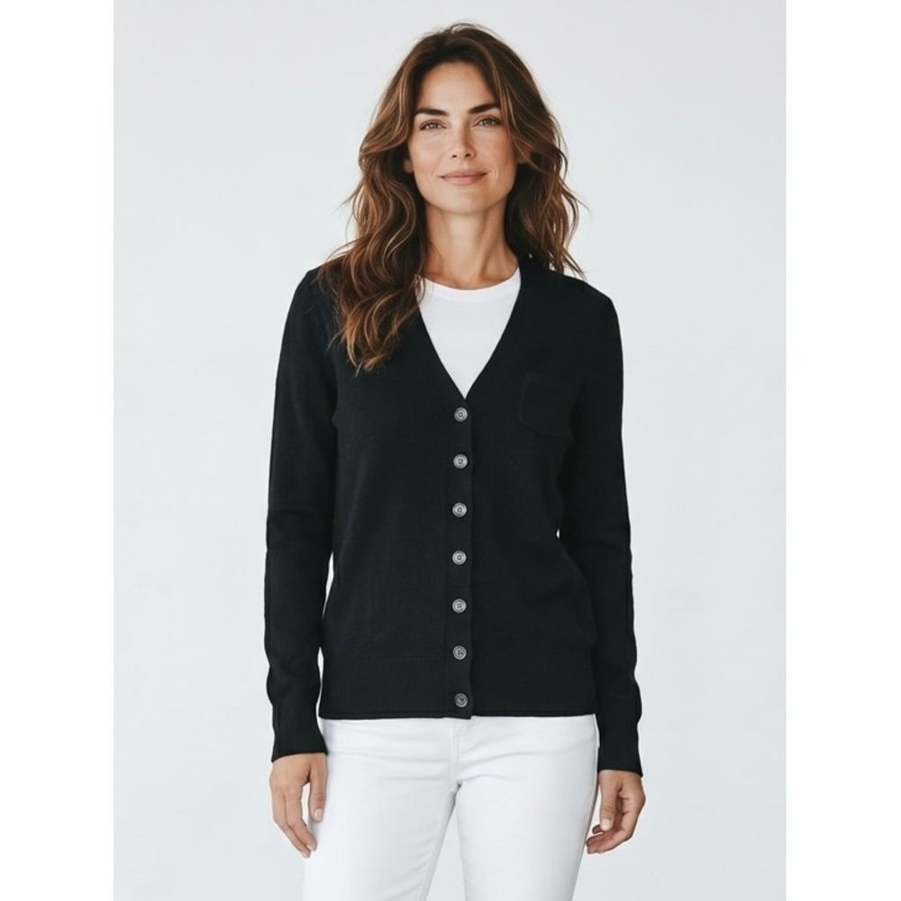 Club Monaco Womens Black V-Neck Button‎ Front Cardigan Sweater Size S